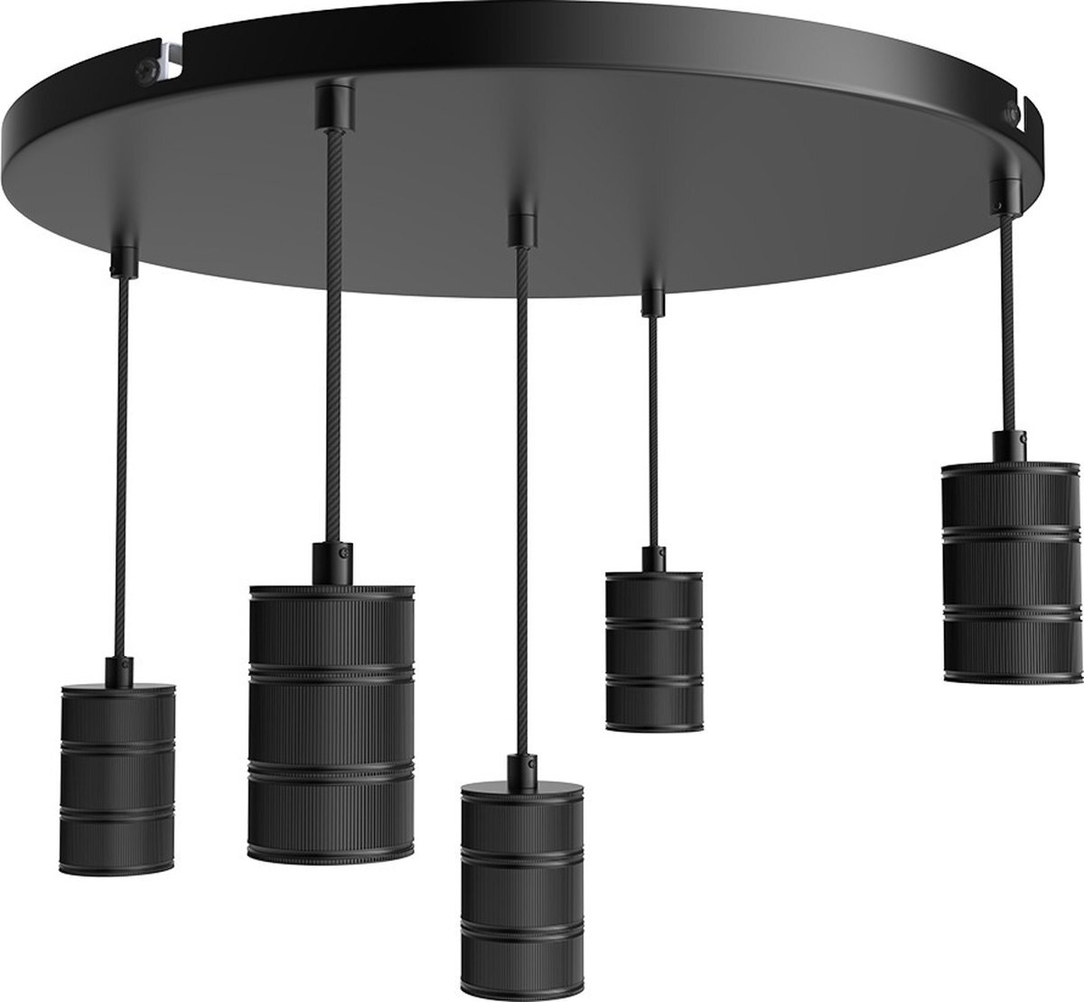 Calex Retro pendant with Ceiling plate dia 500mm, black fittings 5xE27 (2 mtr wire)