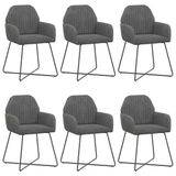 vidaXL Eettafelstoelen 6 pcs fluweel Donkergrijs 55 x 50 x 84 cm