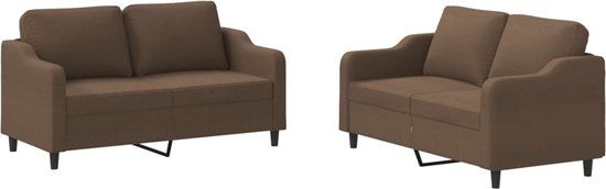 VidaXL 2-delige Loungeset met kussens stof bruin