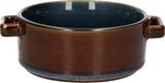 Cosy & Trendy Bol à dessert/bol à soupe pour dessert/petit déjeuner - Porcelaine - D13 x 5.5 cm - bleu/brun - avec anses - empilable