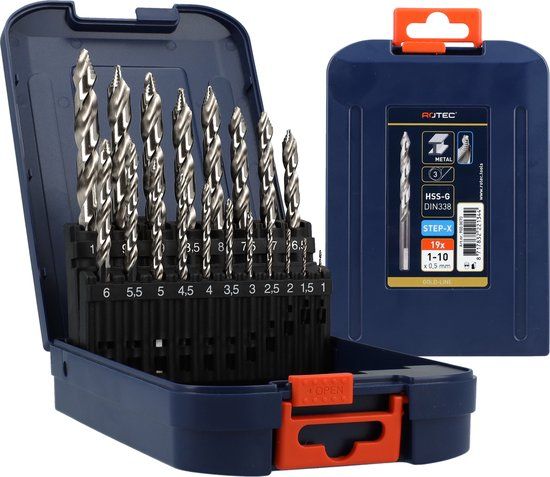 Rotec Borenset Step-X HSS-G - 19-delig - 1-10mm - Cassette