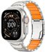 Strap-it Titanium mecha hybride band geschikt voor Apple Watch 44/45/46/49mm - Titanium/Oranje