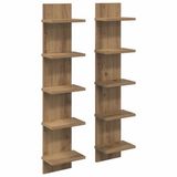 vidaXL - Wandplank - 2 - st - Artisanaal - eiken - 22 - x - 15 - x - 100 - cm - Bewerkt - hout