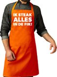 Bellatio Decorations Vaderdag cadeau schort - Ik steak alles in de fik - barbecue/BBQ - oranje