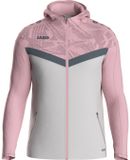 Jako Iconic Jas Met Kap Kinderen - Zachtgrijs / Roze / Antra Light | Maat: 128