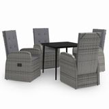 vidaXL Salon de Jardin avec Coussins 5 pcs Mobilier de Salle à Manger Table et Chaises de Repas Meubles de Terrasse Patio Extérieur Gris