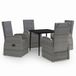 vidaXL Salon de Jardin avec Coussins 5 pcs Mobilier de Salle à Manger Table et Chaises de Repas Meubles de Terrasse Patio Extérieur Gris