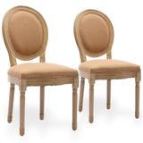 Klassieke Franse stijl eetkamerstoelen set van 2 (cognac)