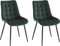 Vente-unique Set van 2 groene velours stoelen - Zwart metalen onderstel - OLLUA