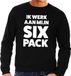 Bellatio Decorations Shoppartners Bv Ik werk aan mijn SIX Pack tekst sweater zwart heren M