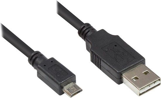 Alcasa 2510-EUM005 0.5m USB A Micro-USB B Zwart USB-kabel