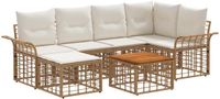 vidaXL - Hoek loungeset - 6 zitplekken - Polyester - Natuurlijk en crème wit