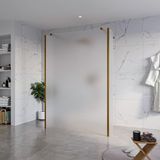FortiFura Galeria Vrijstaande Inloopdouche - 140x200cm - Mat glas - Antikalk - 8mm veiligheidsglas - Geborsteld koper