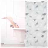 Relaxdays douchegordijn transparant - doucherolgordijn 240 cm - rolgordijn douche - wit