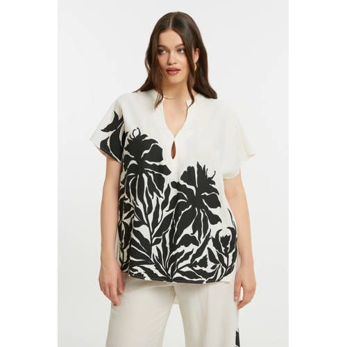 Mat Fashion gebloemde top wit