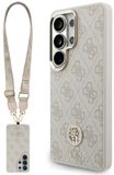 Guess Housse + Cordon 4G Big Rhinestone Triangle Strap MagSafe pour Samsung Galaxy S26 Ultra Rose