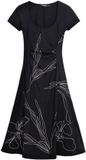 Desigual Jurk Dames Zwart Katoen Ronde Hals Halve Mouw Kuithoogte S