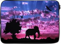 Merkloos Laptophoes 13 inch - Olifant - Vogel - Boom - Laptop sleeve - Binnenmaat 32x22,5 cm - Zwarte achterkant