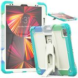 Hoesje iPad Pro 5/4/3 Generatie 12,9 Inch 2021/2020/2018 met potloodhouder, Heavy Duty Robuuste schokbestendige beschermhoes met onzichtbare kickstand, Camouflage Blue