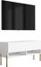 3xE living meuble TV, 100 cm de large, blanc mat, avec pieds droits dorés