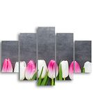 Homemania Wandafbeelding, bloemenmotief, 5 stuks, natuur, voor woonkamer, meerkleurig, 95 x 0,3 x 60 cm, HM205MDF15, MDF