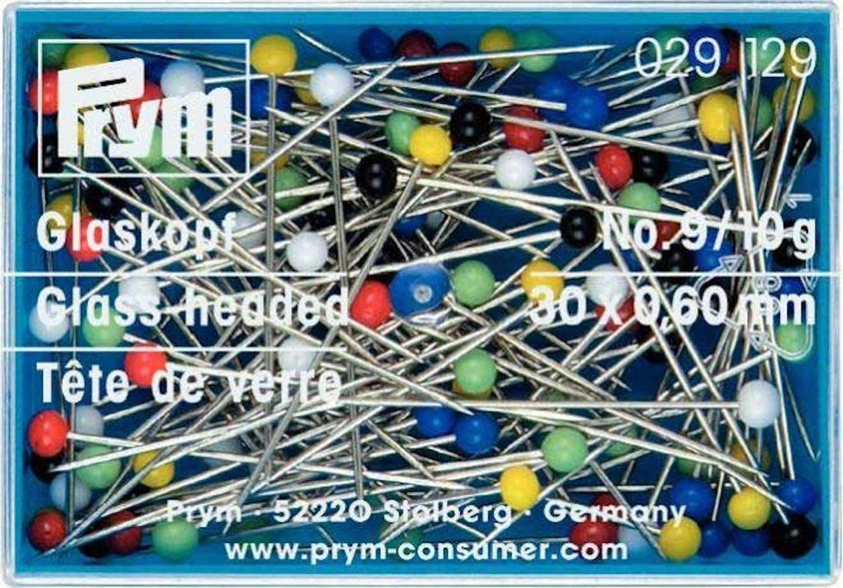 Prym 29129 glazen kopnaalden, 10 g, staal, Meerkleurig, 30 x 0,60mm