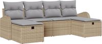 vidaXL Tuinbank Set 6-delig Beige Polyrotan
