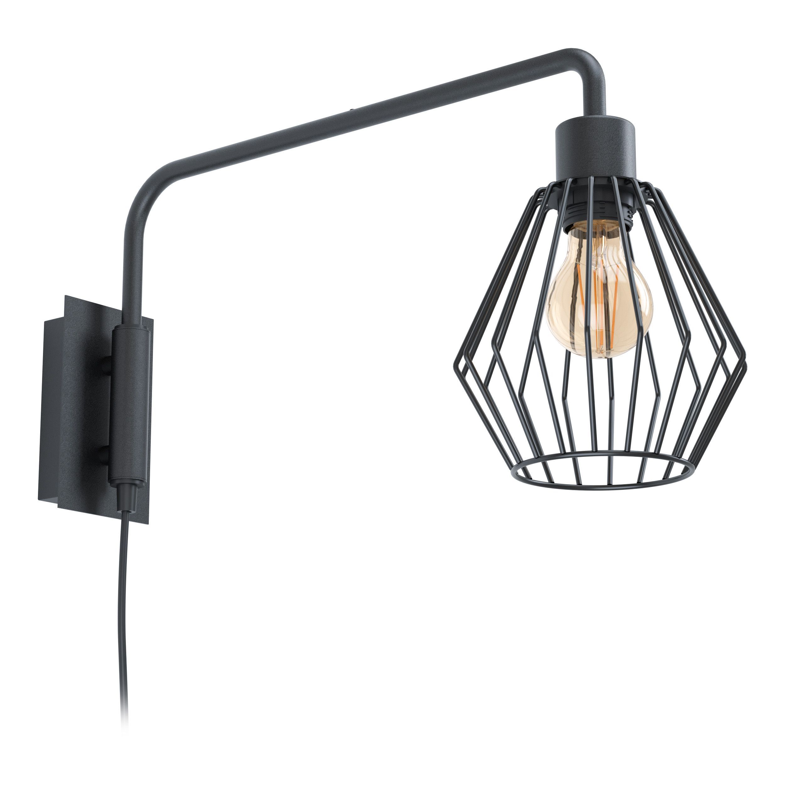 EGLO Tabillano Wandlamp - Zwart - E27 - 40W - 25cm