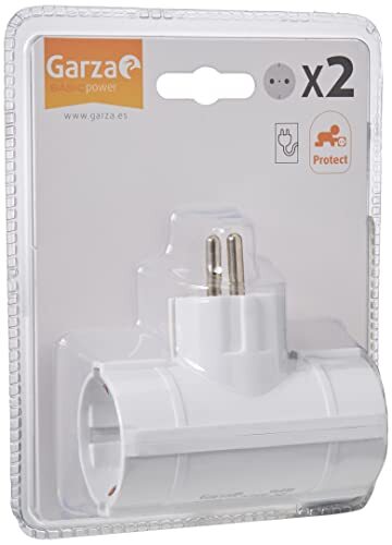 Garza Power Adapter (2 geaarde stopcontacten) met aardingsbus, blisterformaat, wit