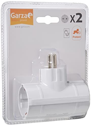 Garza Power Adapter (2 geaarde stopcontacten) met aardingsbus, wit