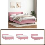 vidaXL Boxspring met matras fluweel roze 140x220 cm