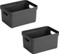 Bellatio Decorations Sunware Opbergbox Sigma - Voordeelset van 8x stuks - kunststof - antraciet - 13 liter - 35 x 25 x 18 cm