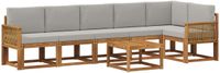 vidaXL - Buiten - bank - set - 7 - st - Naturel - en - lichtgrijs - Polyester