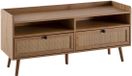 Ervesto Tv-meubel - Lowboard 120x56x39 Cm - Tv-kast Met Eiken Decor En Rotan - Met Lades En Open Vakken - Modern Woonkamer Dressoir