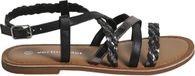 Vertbaudet Sandalen met gekruiste leren bandjes, veel zwart, maat 24
