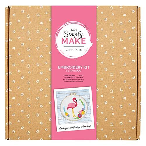 Simply Make Maak eenvoudig uw eigen Flamingo muur opknoping borduurwerk Kit door docrafts, Multi-Colour, One Size