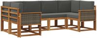 vidaXL Hoek loungeset 6-delig Natuurlijk en Antraciet Acacia Hout