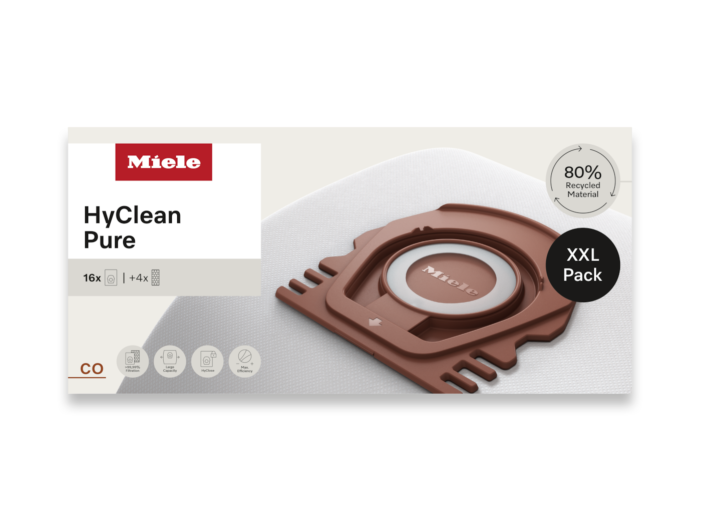 Miele 12695230 Hyclean Pure CO Stofzuigerzakken - XXL - Guard M1 - 16 zakken + 4 filters