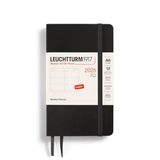 LEUCHTTURM1917 370680 Weekkalender 2025, Pocket A6 softcover - 12-maanden-planner, gelinieerd - zwart, Engels