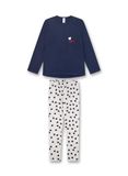 Sanetta Pyjama Blauw/Beige Lange Mouw Katoen 140