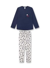 Sanetta Pyjama Blauw/Beige Lange Mouw Katoen 140