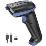 Tera Barcode-lezer draadloos en bedraad met batterijniveau-indicator, barcode-scanner digitaal bedrukt, 1D 2D QR handdouche draagbaar Plug and Play, model D5100 blauw