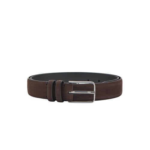 Mango Man Suede Belt Dark Brown