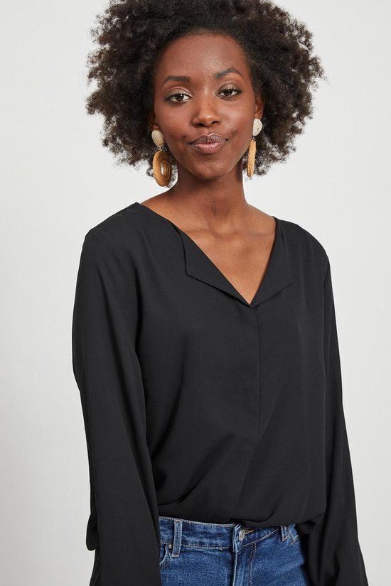 Vila VILUCY LS SHIRT NOOS Dames Blouse Zwart - XXL