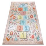 Bambino 61470 Tapis de toilette antidérapant pour enfant Motif ciel, chiffres, fleurs Rose/bleu 80 x 150 cm