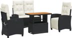 vidaXL 4-delige Tuinset met Kussens, Poly Rattan, Zwart