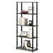 Furinno Turn-N-Tube 5-laags multifunctioneel rek met klassieke buizen, Frans eiken grijs/zwart