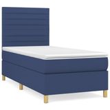 vidaXL Boxspringbed met matras, blauw, 180x200 cm, gestoffeerd