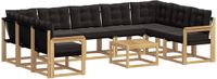 vidaXL Hoek loungeset 9 zitplekken Wit en zwart Acacia hout