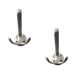 Merkloos Siro Luxe kapstokhaken/jashaken met dubbele haak - 5x - aluminium - zilver - 11 x 6,8 cm